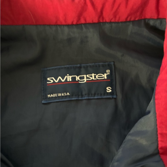 VTG 90s Swingster Snap On - Red and Blue Bomber Style Windbreaker Jacket - Picture 3 of 5